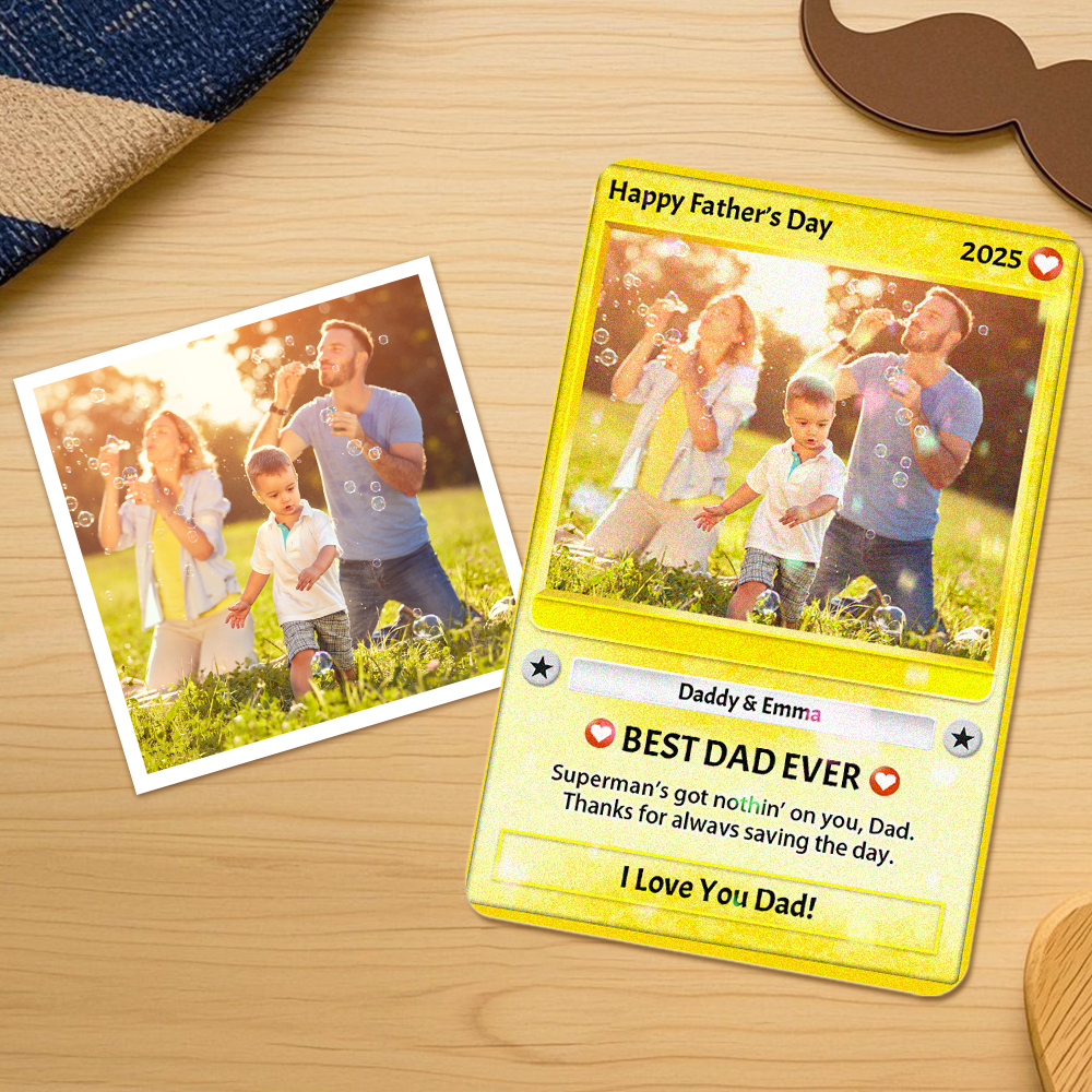 Father's Day Card, Personalized Fathers Day Gift For Dad, Custom Photo Hologram Card, Dad Gifts From Son Daughter, Gift For Husband