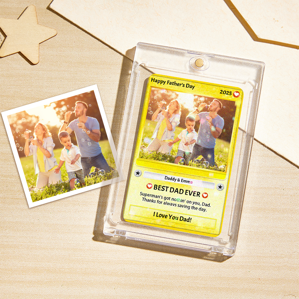 Father's Day Card, Personalized Fathers Day Gift For Dad, Custom Photo Hologram Card, Dad Gifts From Son Daughter, Gift For Husband