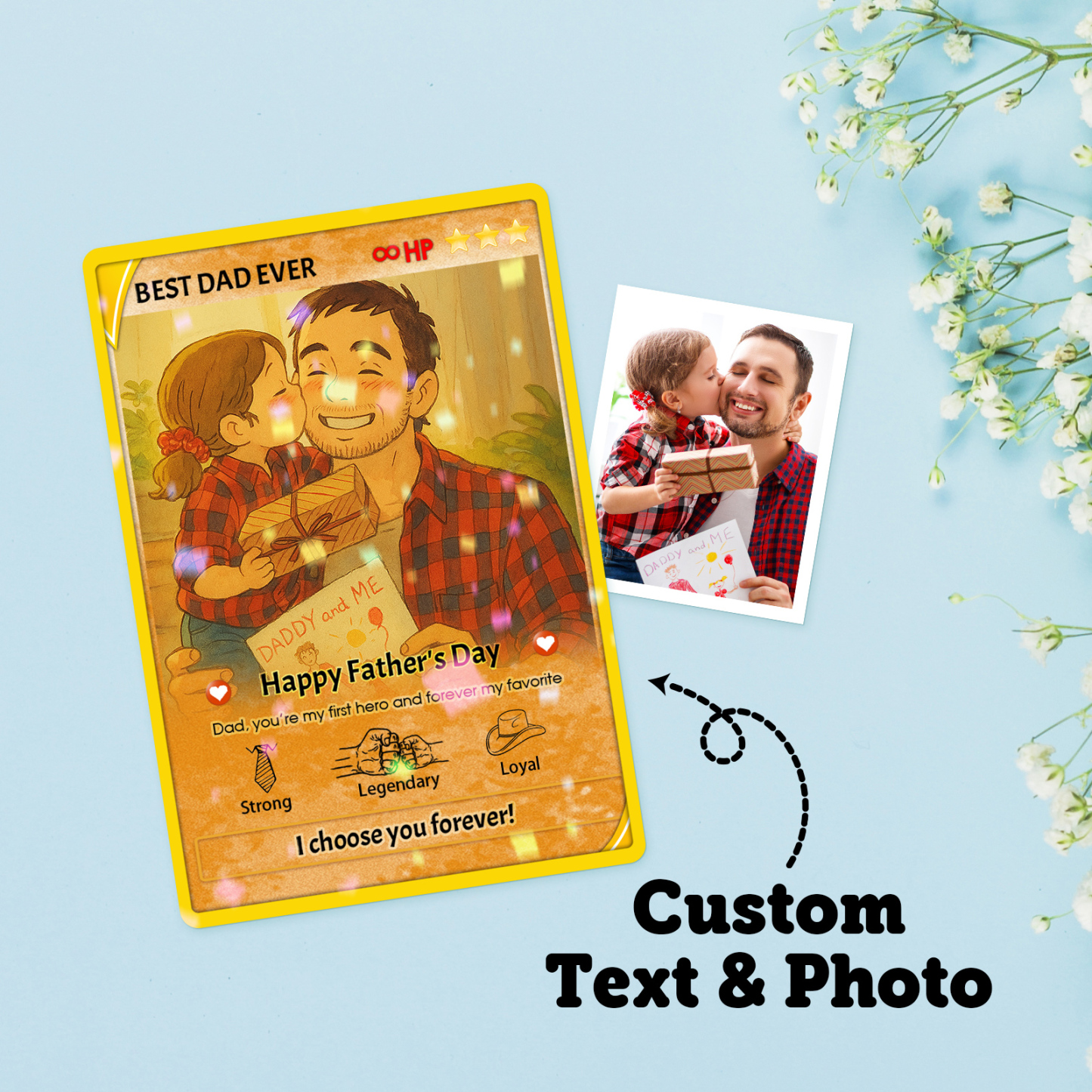 Personalized Father's Day Anime Card, Anime Photo Block, New Dad Gift, Fathers Day Gift, Game Dad Gift From Kids, Gamer Husband Gift