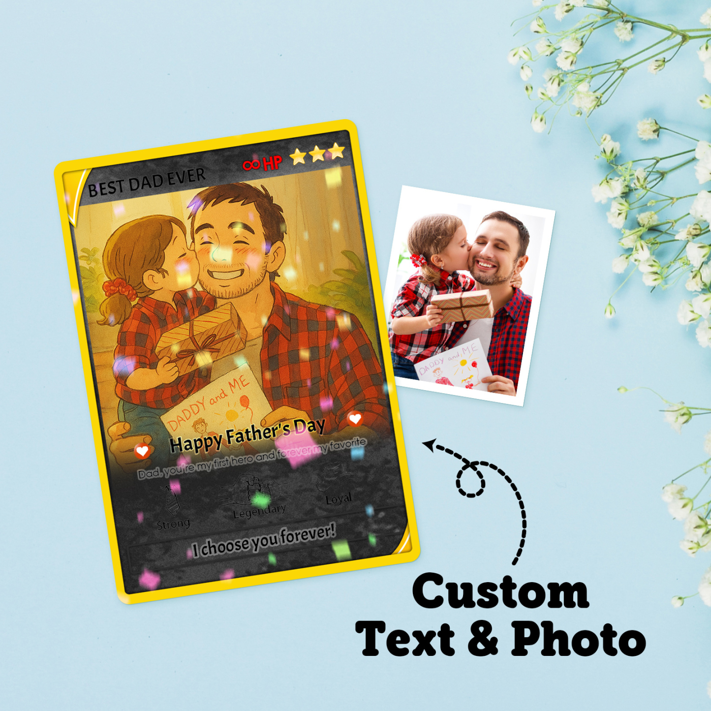 Personalized Father's Day Anime Card, Anime Photo Block, New Dad Gift, Fathers Day Gift, Game Dad Gift From Kids, Gamer Husband Gift