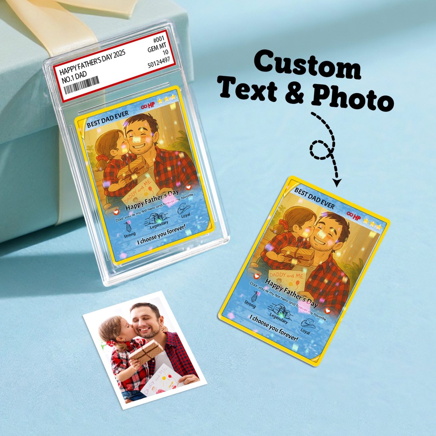 Personalized Father's Day Anime Card, Anime Photo Block, New Dad Gift, Fathers Day Gift, Game Dad Gift From Kids, Gamer Husband Gift