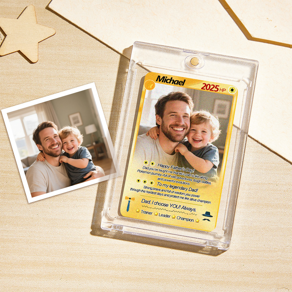 Custom Cards Personalized Photo and Text Anime Style Clay Style Trading Card Father��s Day Gifts