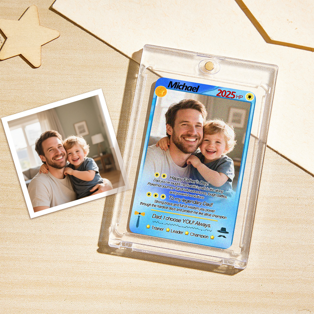 Custom Cards Personalized Photo and Text Anime Style Clay Style Trading Card Father��s Day Gifts