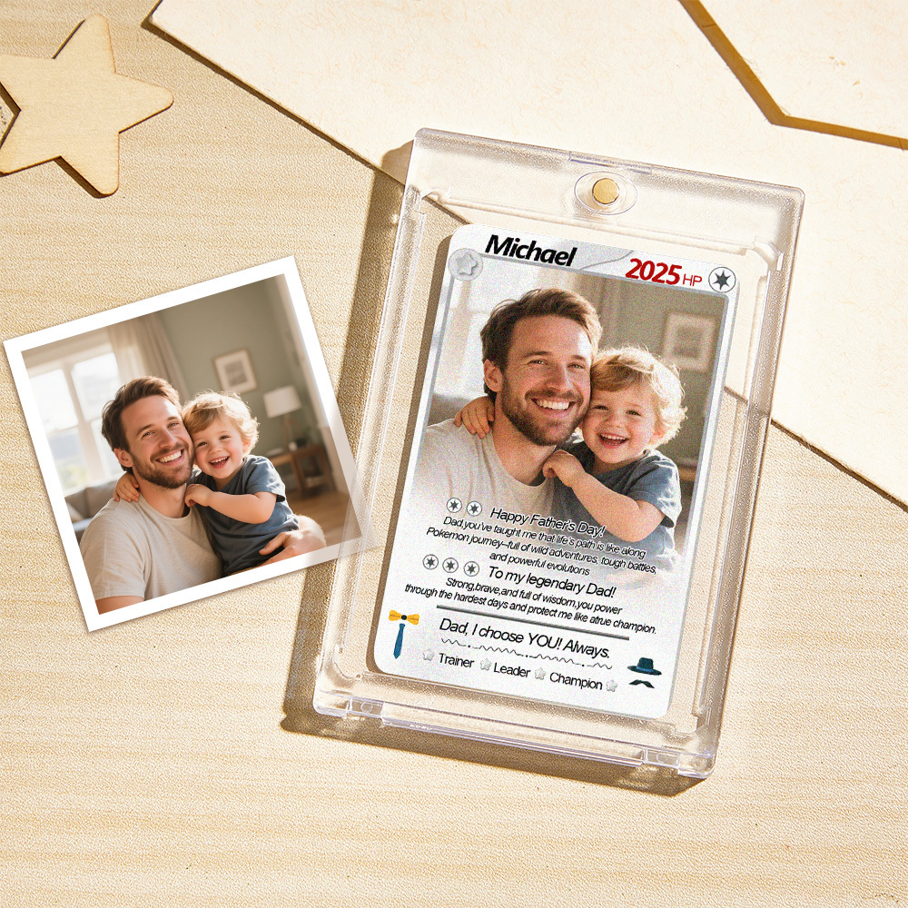 Custom Cards Personalized Photo and Text Anime Style Clay Style Trading Card Father��s Day Gifts