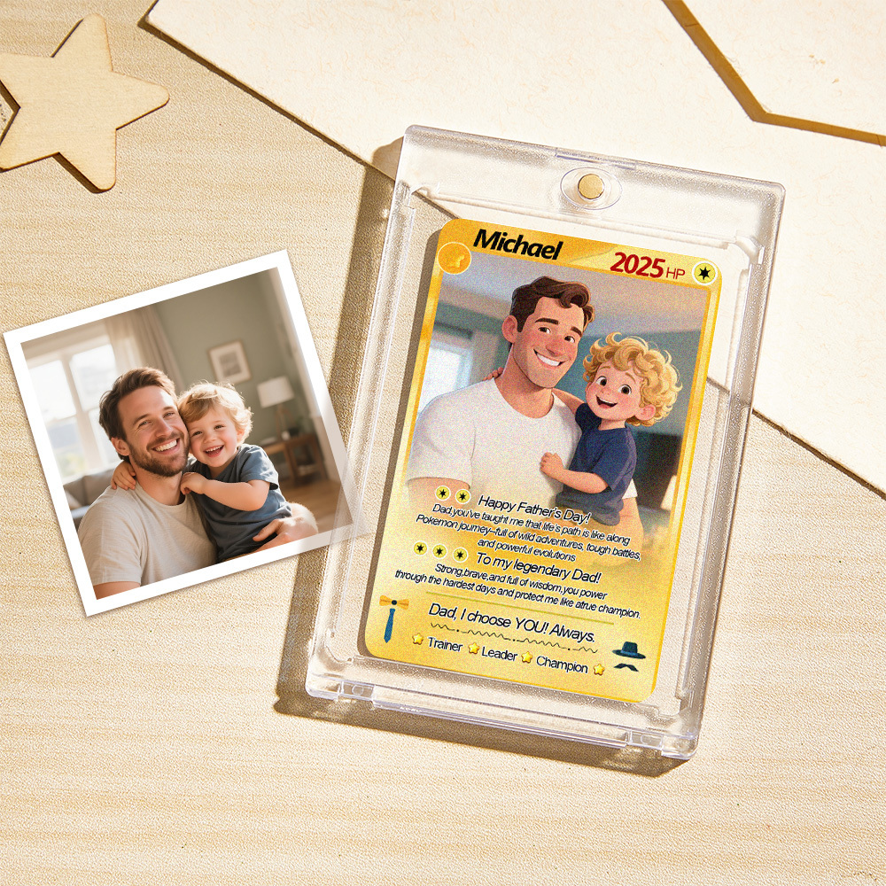Custom Cards Personalized Photo and Text Anime Style Clay Style Trading Card Father��s Day Gifts