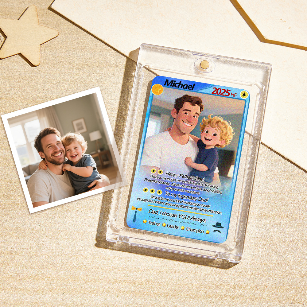 Custom Cards Personalized Photo and Text Anime Style Clay Style Trading Card Father��s Day Gifts