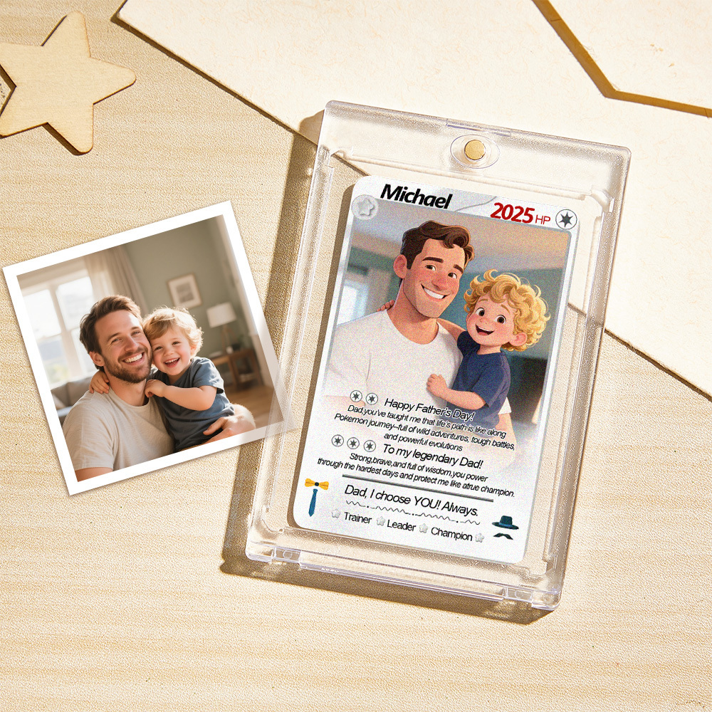 Custom Cards Personalized Photo and Text Anime Style Clay Style Trading Card Father��s Day Gifts