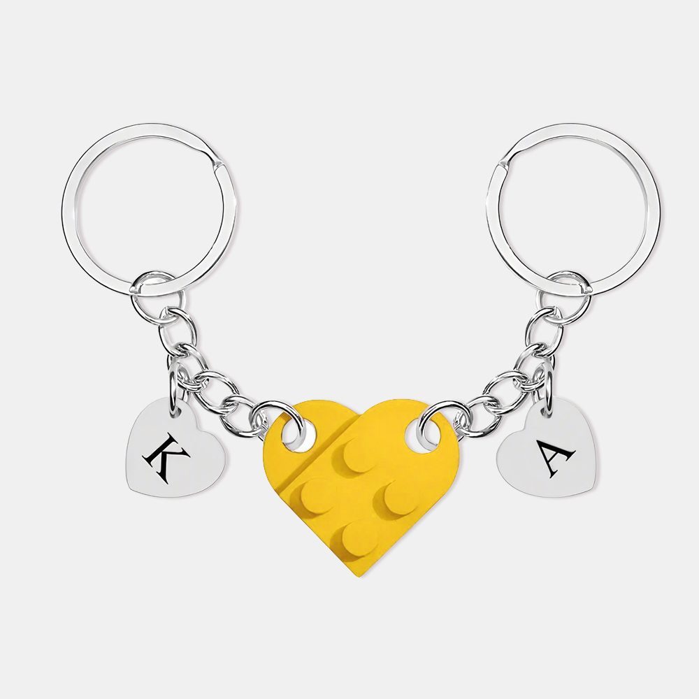 Personalized Handmade Heart Bag Charm Set Custom Couple Gift for Valentine's Day/Anniversary, Custom Engraved Love Keyrings for Him & Her