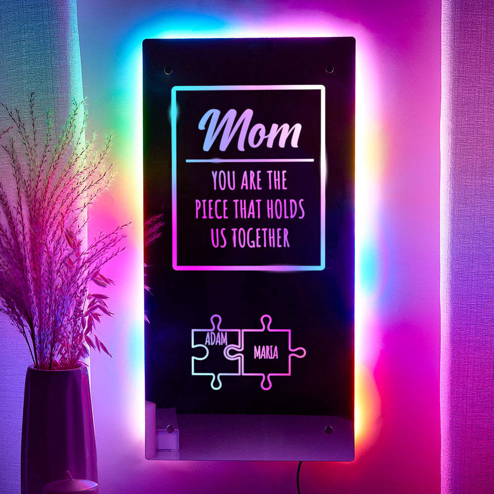 Personalized Name Mirror Light Mom Puzzle Family Gift - soufeelus