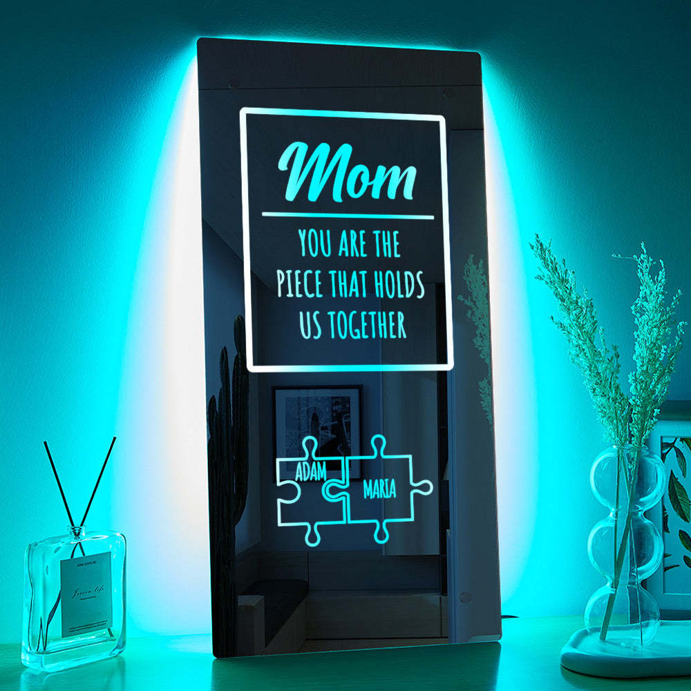 Personalized Name Mirror Light Mom Puzzle Family Gift - soufeelus
