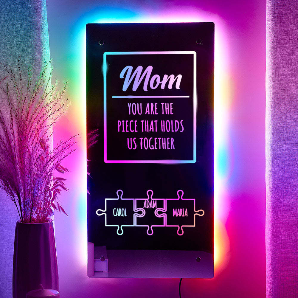 Personalized Name Mirror Light Mom Puzzle Family Gift - soufeelus