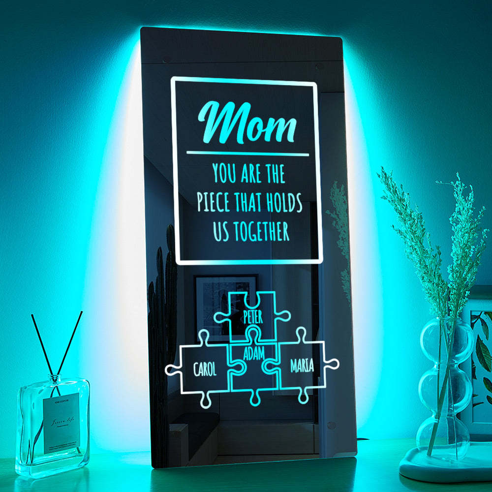 Personalized Name Mirror Light Mom Puzzle Family Gift - soufeelus