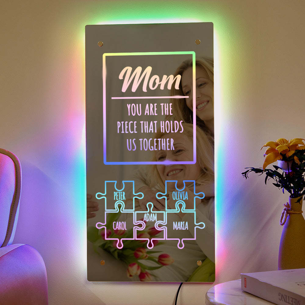 Personalized Name Mirror Light Mom Puzzle Family Gift - soufeelus