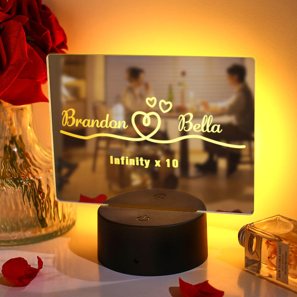 Personalized Name Mirror Colorful Lamp Anniversary Gift for Lover - soufeelus