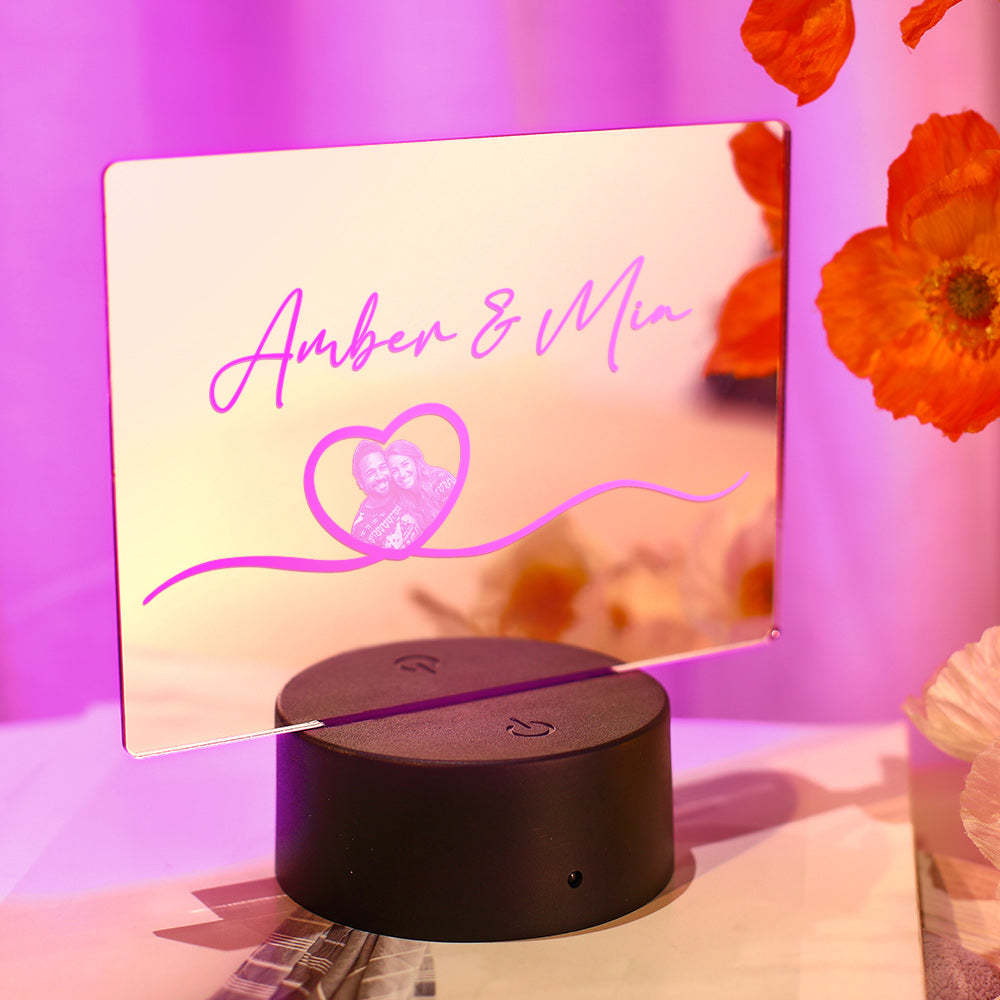 Custom Name Mirror Photo Lamp Colorful Couple Gift - soufeelus