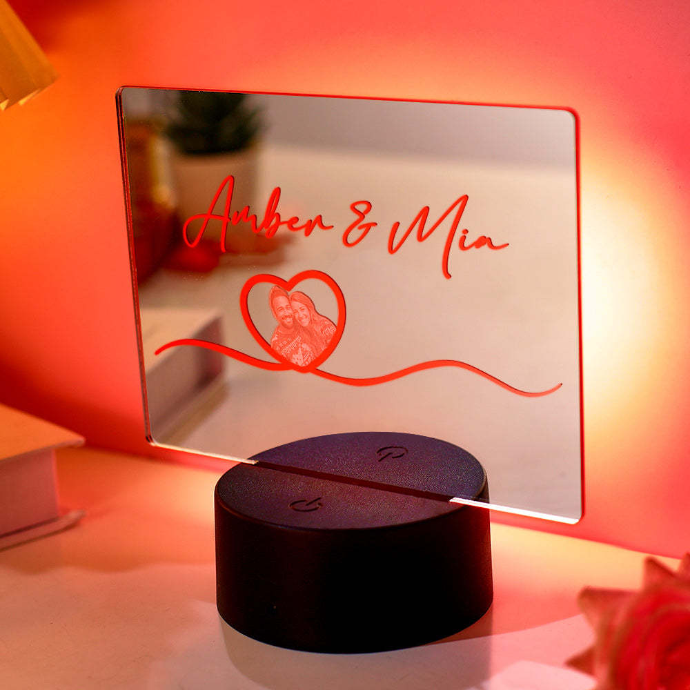 Custom Name Mirror Photo Lamp Colorful Couple Gift - soufeelus