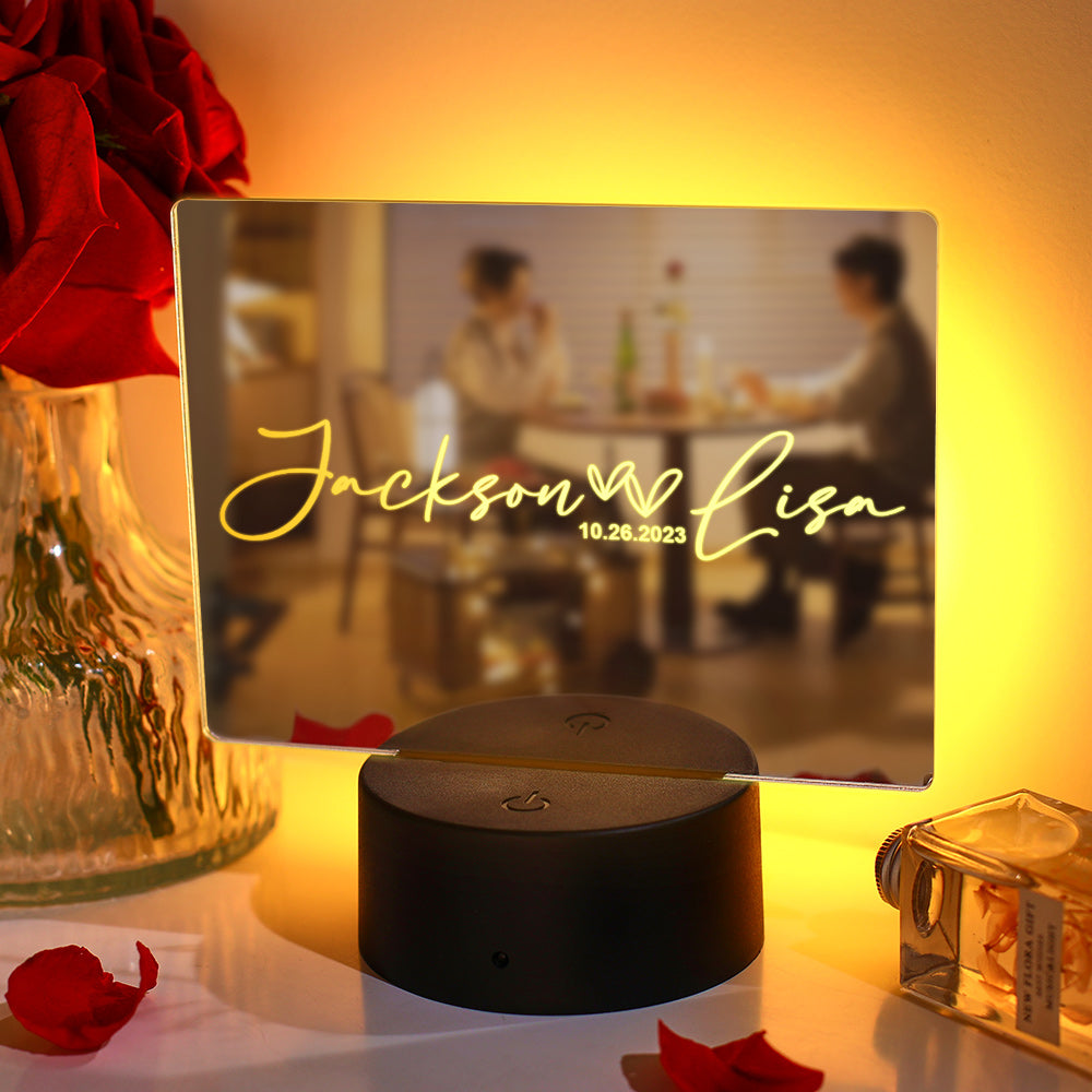 Personalized Couple Name Mirror Lamp Heart Love Gift - soufeelus