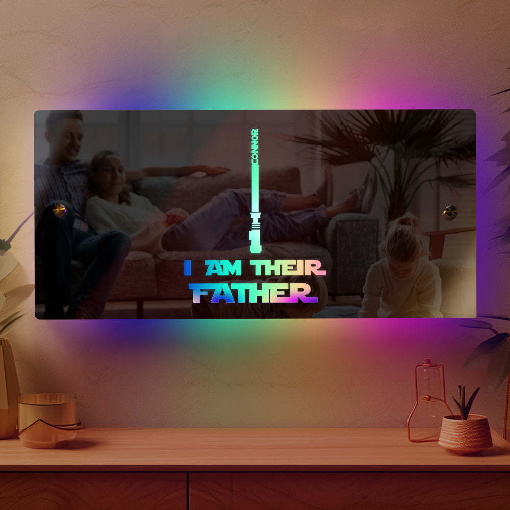 Personalized I Am Their Father Mirror Light Custom Name Light Up Mirror Father's Day Gifts
