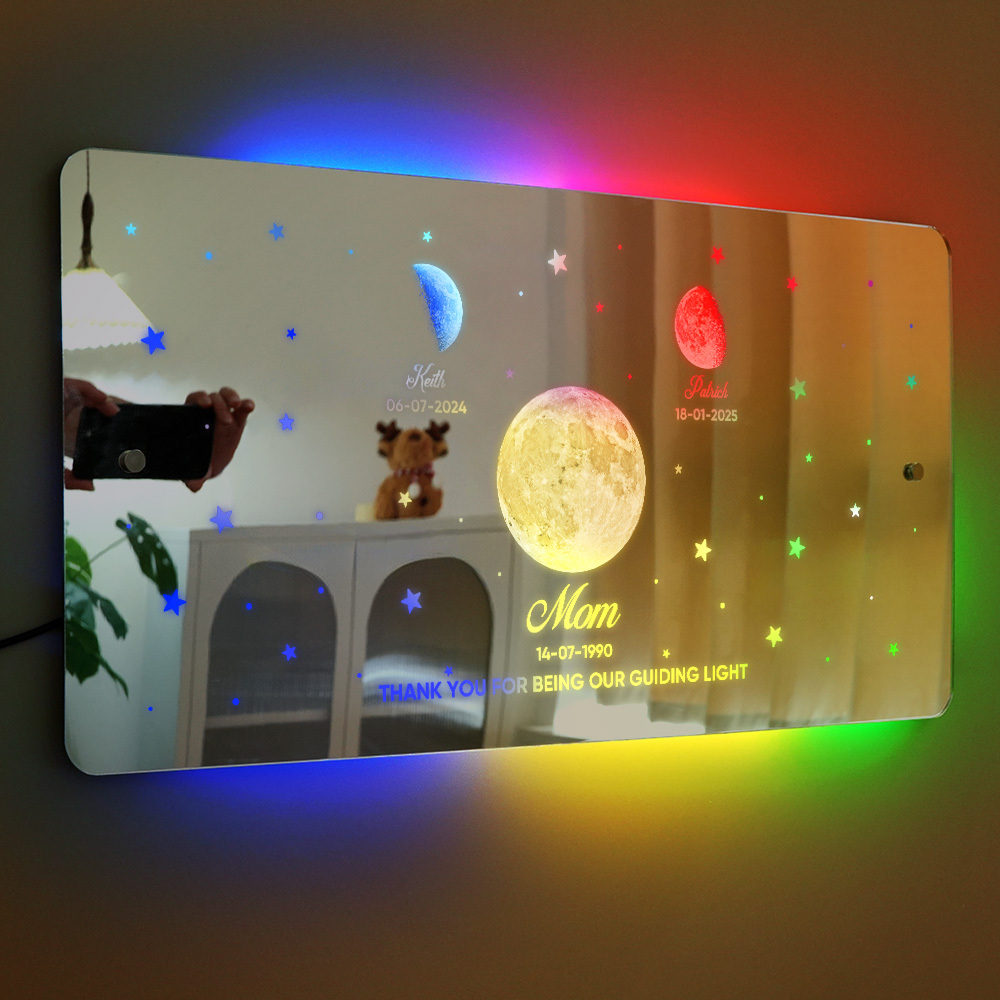 Mom's Exclusive Galaxy Mirror Lamp - Customized Moon Phases for Kids and Moms
