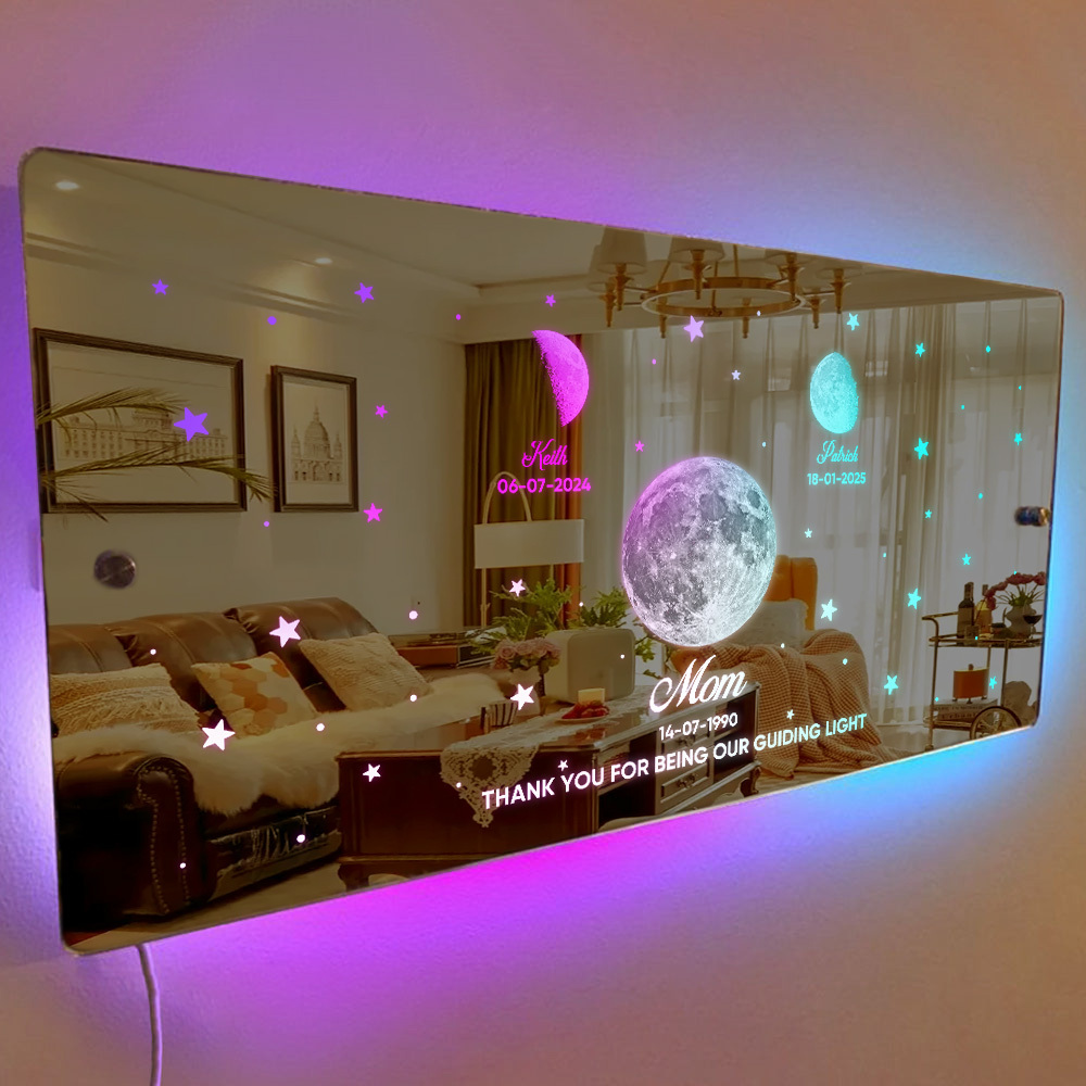 Mom's Exclusive Galaxy Mirror Lamp - Customized Moon Phases for Kids and Moms