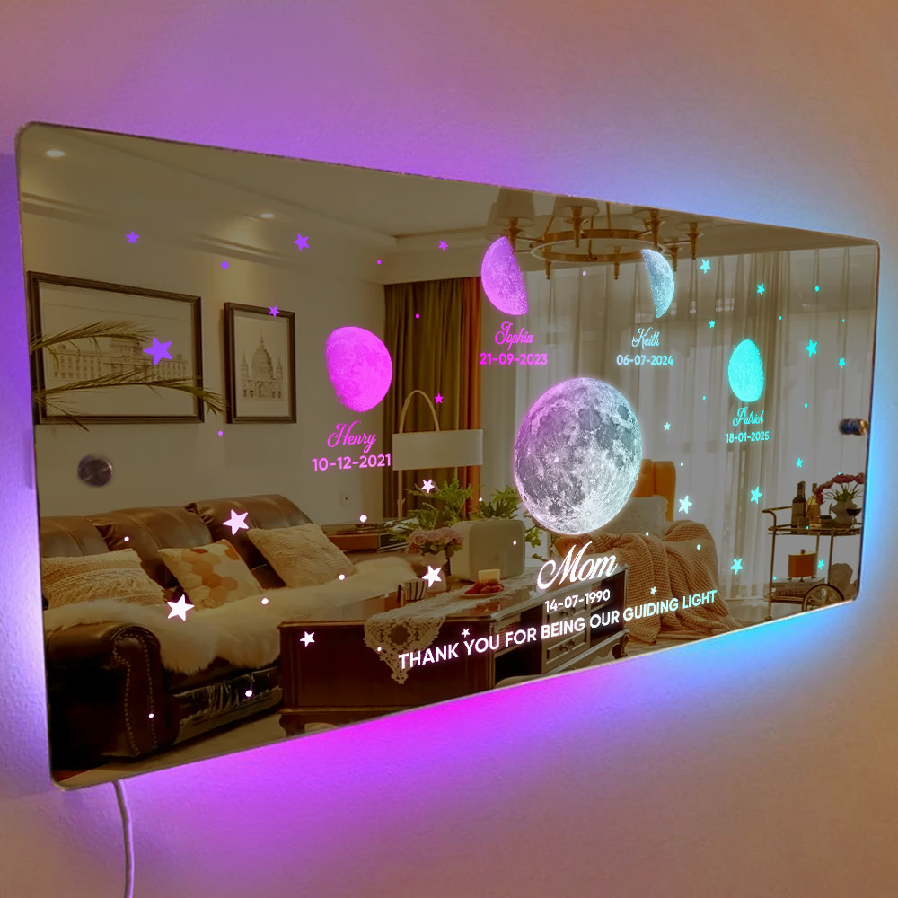 Mom's Exclusive Galaxy Mirror Lamp - Customized Moon Phases for Kids and Moms