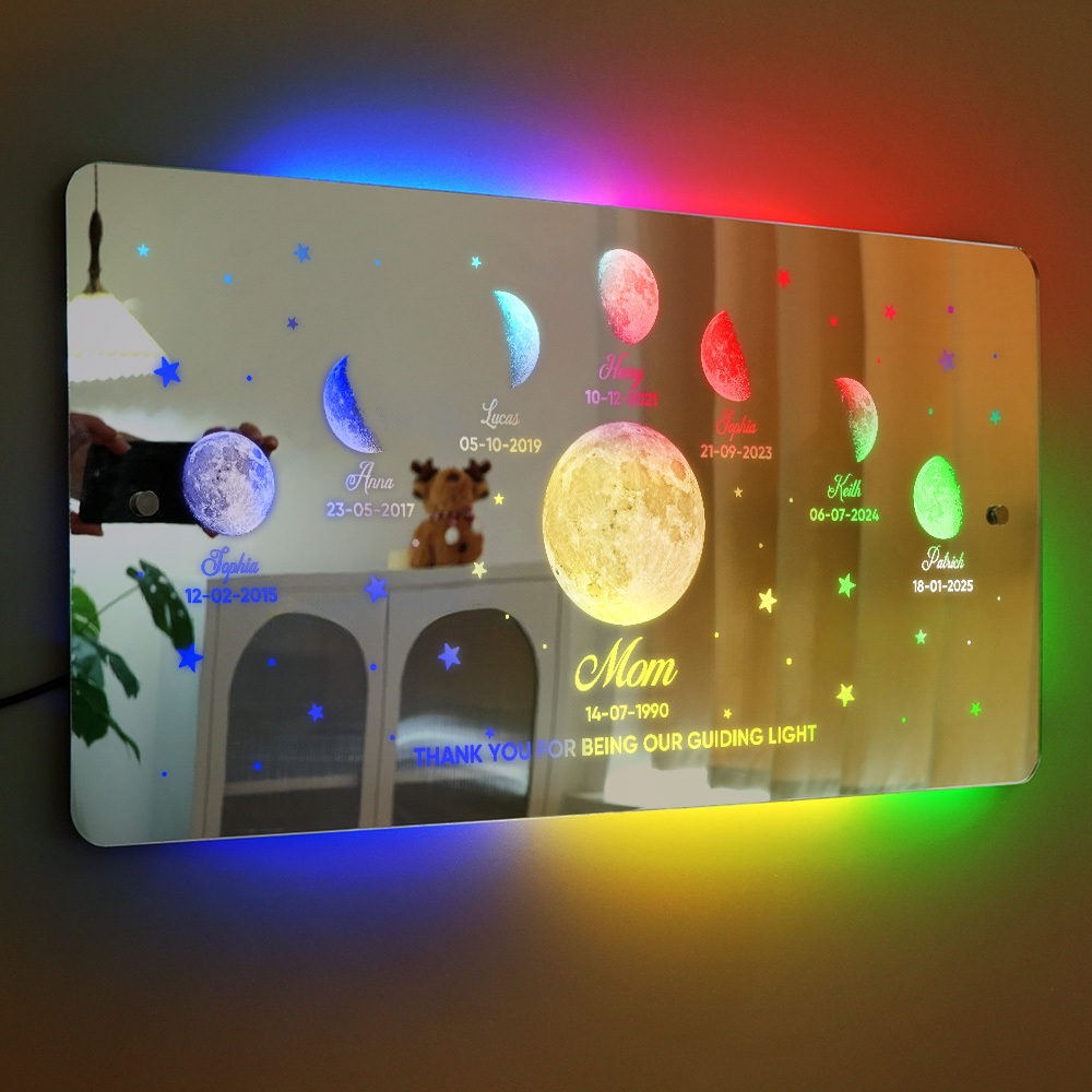 Mom's Exclusive Galaxy Mirror Lamp - Customized Moon Phases for Kids and Moms