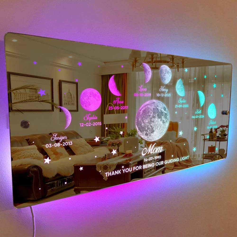 Mom's Exclusive Galaxy Mirror Lamp - Customized Moon Phases for Kids and Moms