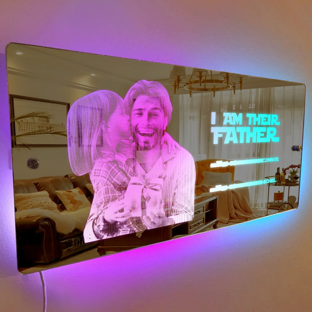 Custom Saber Plaque Mirror Sign Custom Name Led Multi Color Light Personalized I Am Their Father Father's Day Gifts - soufeelus
