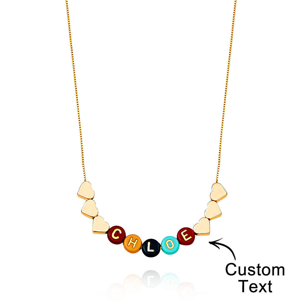 Custom Letter Necklace Color Beads Heart Name Gift for Her - soufeelus