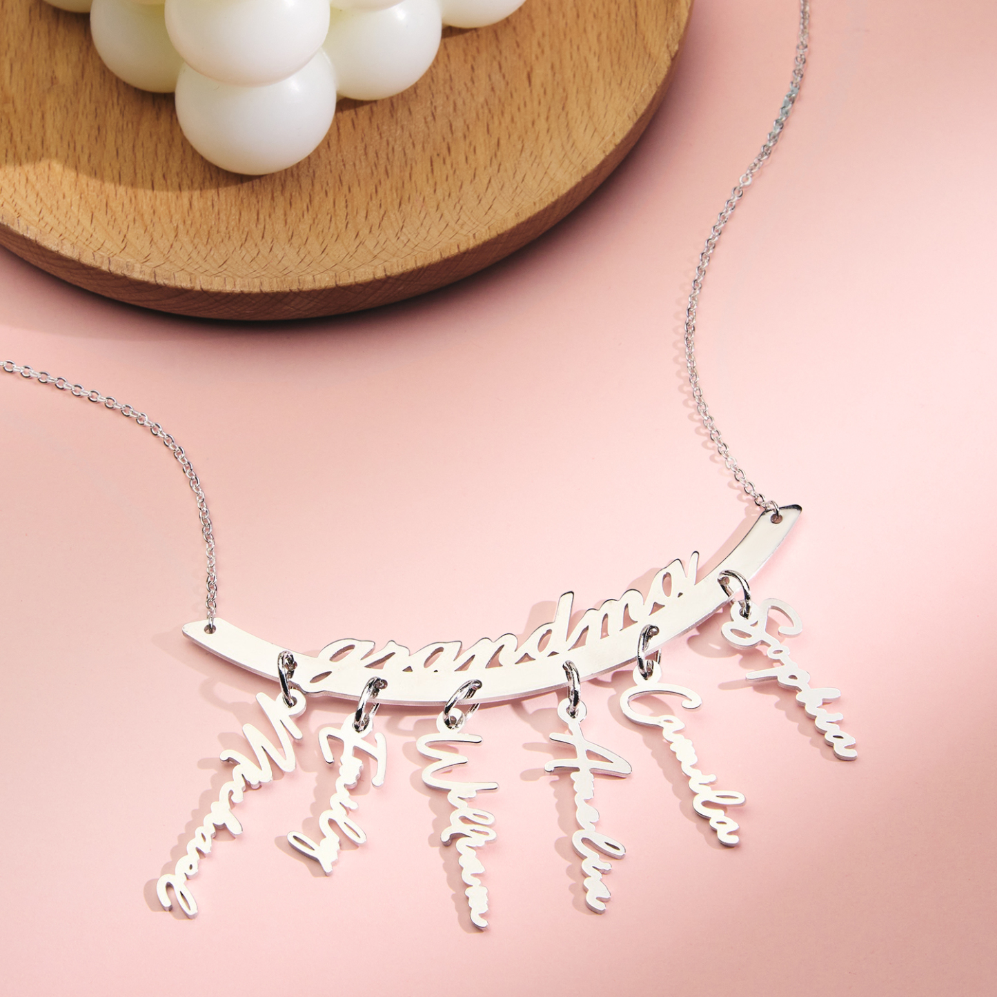Custom Name Necklace Hanging Family Necklace with 1-7 Names Pendants Gift for Grandma Mother's Day Gifts - soufeelus
