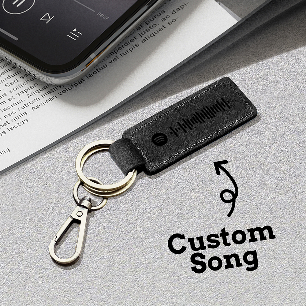 Custom Spotify Leather keychain Personalized Scannable Spotify keychain Anniversary Gift Valentines Day Gift Husband Birthday Gift