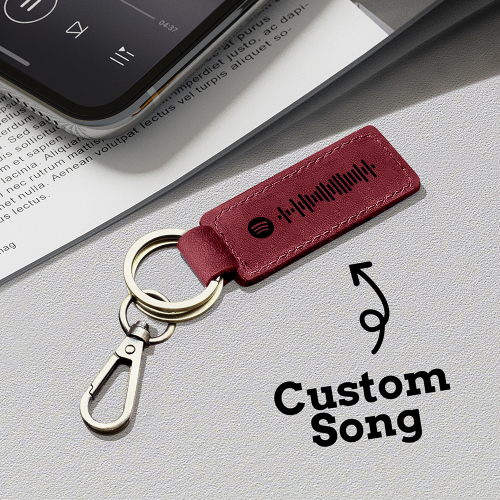 Custom Spotify Leather keychain Personalized Scannable Spotify keychain Anniversary Gift Valentines Day Gift Husband Birthday Gift