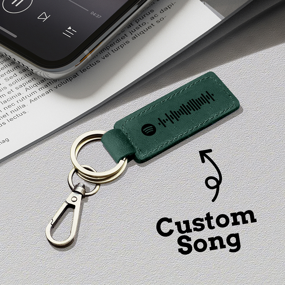 Custom Spotify Leather keychain Personalized Scannable Spotify keychain Anniversary Gift Valentines Day Gift Husband Birthday Gift