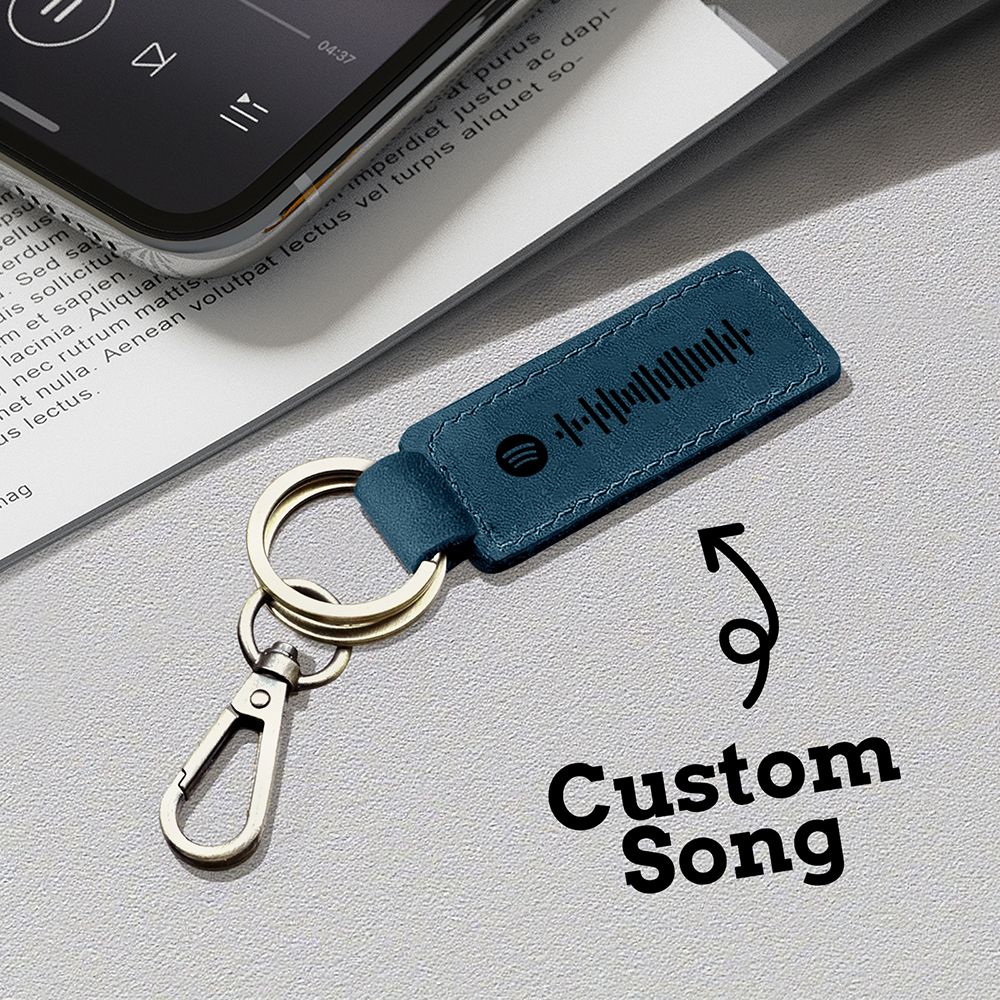 Custom Spotify Leather keychain Personalized Scannable Spotify keychain Anniversary Gift Valentines Day Gift Husband Birthday Gift