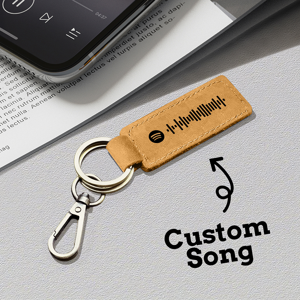 Custom Spotify Leather keychain Personalized Scannable Spotify keychain Anniversary Gift Valentines Day Gift Husband Birthday Gift