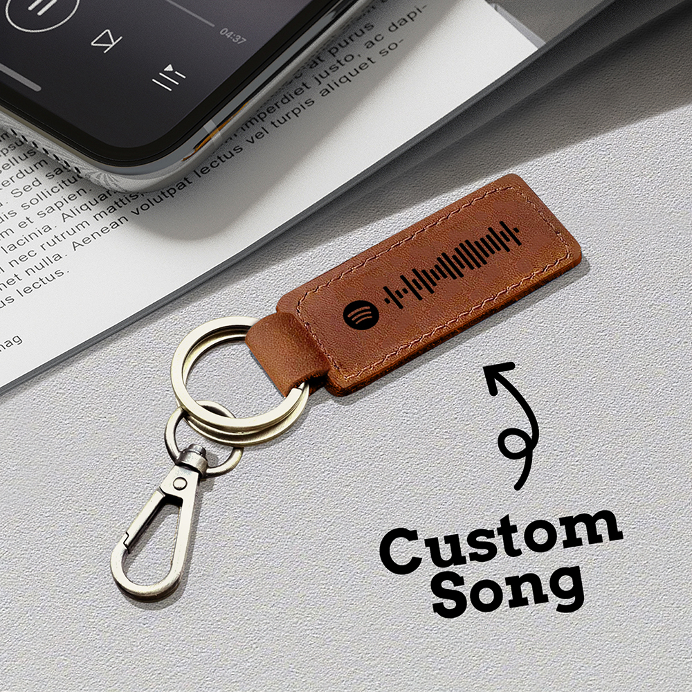Custom Spotify Leather keychain Personalized Scannable Spotify keychain Anniversary Gift Valentines Day Gift Husband Birthday Gift