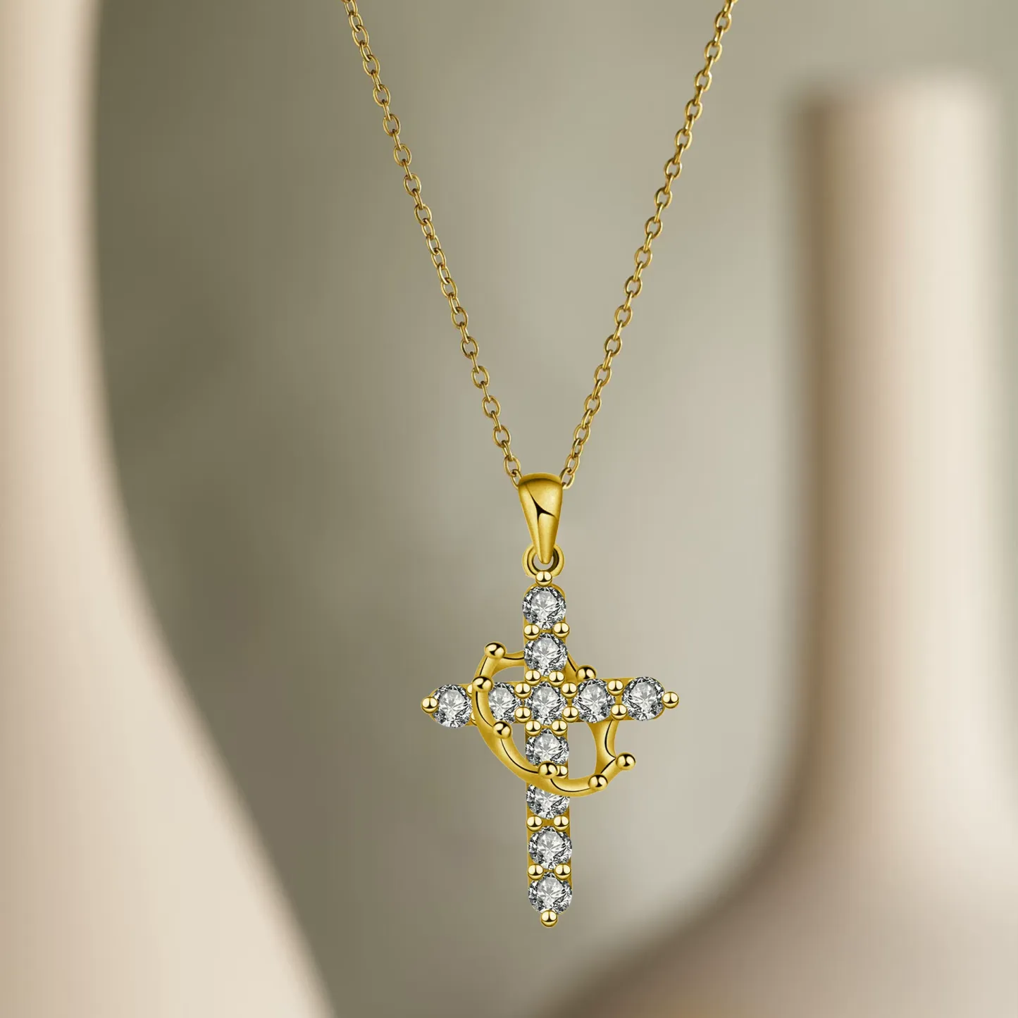 Crown and Cross Necklace for Her that is elegant meaningful and made to shine