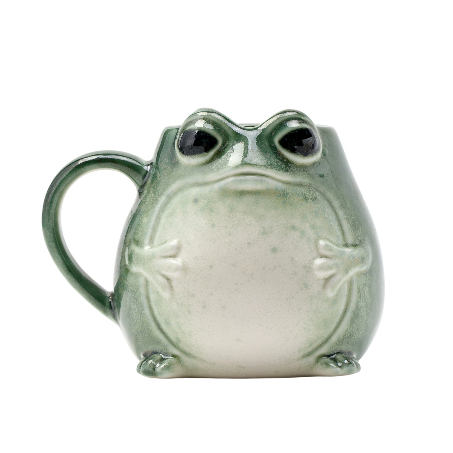 Creative 3D Frog Shaped Ceramic Coffee Mug Cute Round Frog Ceramic Tea Cup Funny Animal Novelty Water Cup Cottagecore Kitchen Decor Gag Gift for Frog Lovers