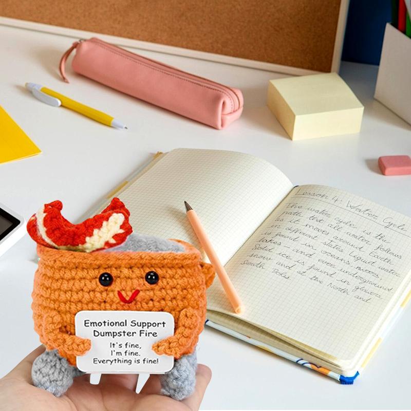 Crochet Dumpster Fire Toy, 1 Count EmotionalSupport Dumpster Fire Plush Toy, EmotionalSupport Ornament for Easter Decoration Or Gift