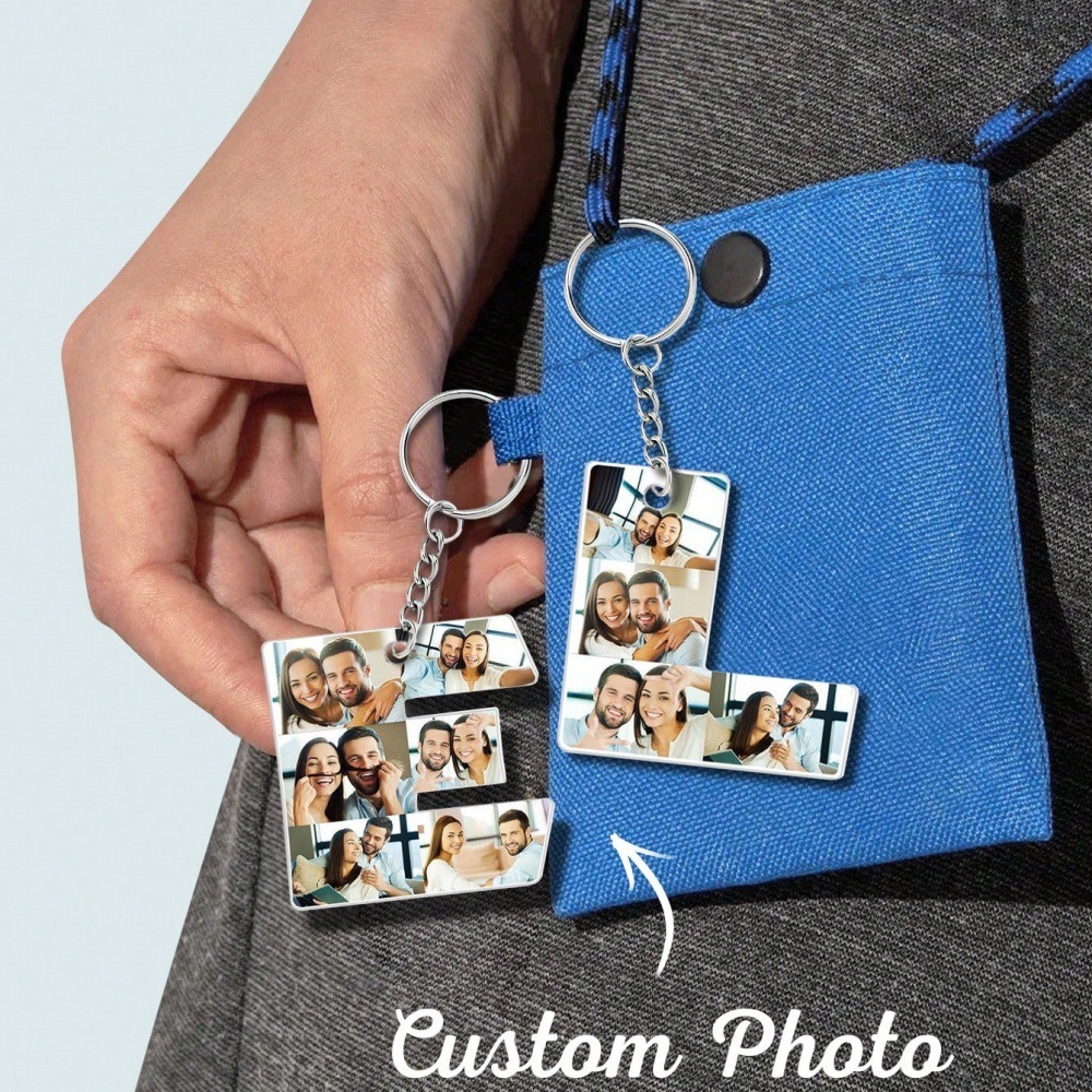 Customized Photo Alphabet Acrylic Keychain Personalized Photo Keychain