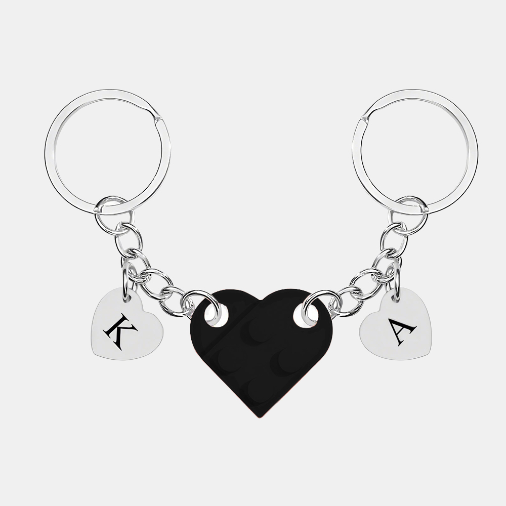Personalized Handmade Heart Bag Charm Set Custom Couple Gift for Valentine's Day/Anniversary, Custom Engraved Love Keyrings for Him & Her