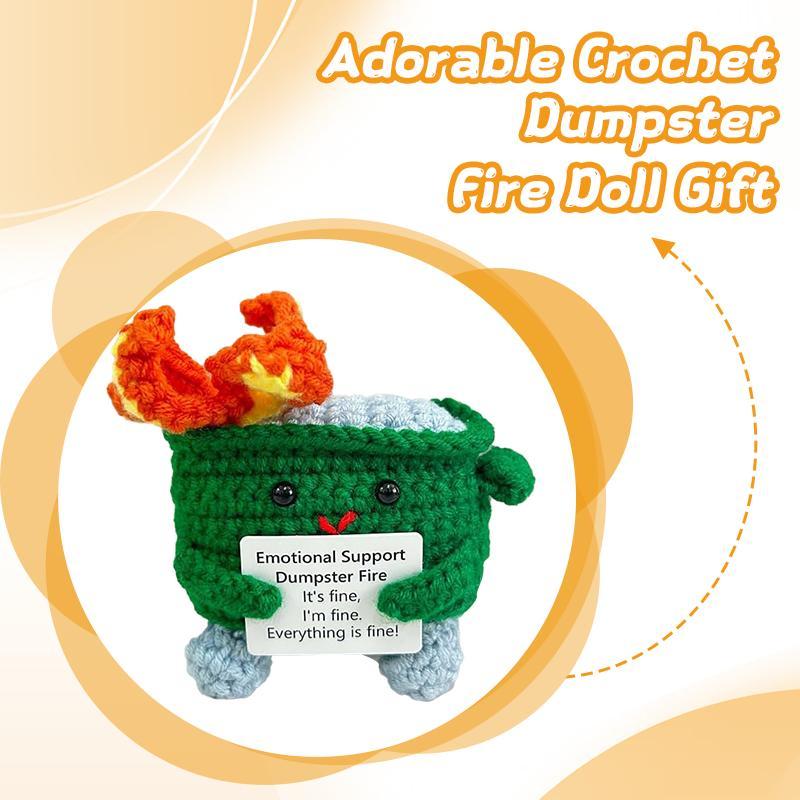Crochet Dumpster Fire Toy, 1 Count EmotionalSupport Dumpster Fire Plush Toy, EmotionalSupport Ornament for Easter Decoration Or Gift
