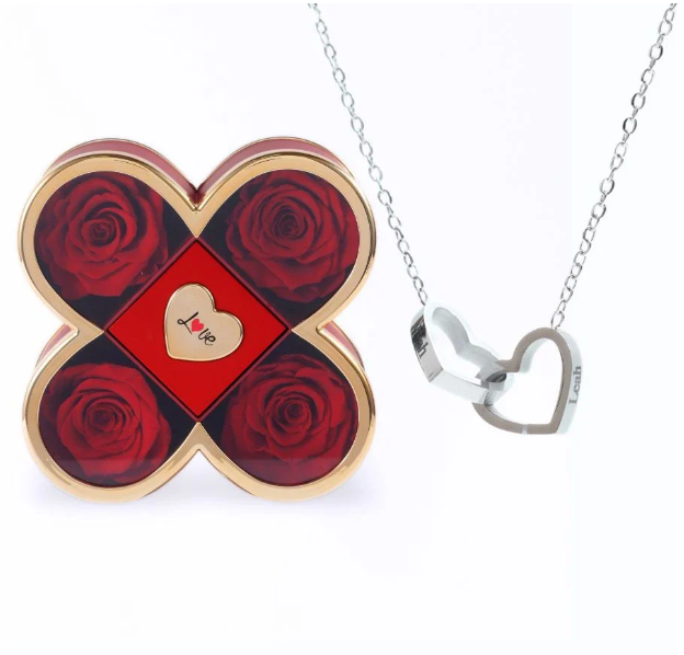 Custom Name Necklace in Rose Gift Box Romantic Gift for Lover