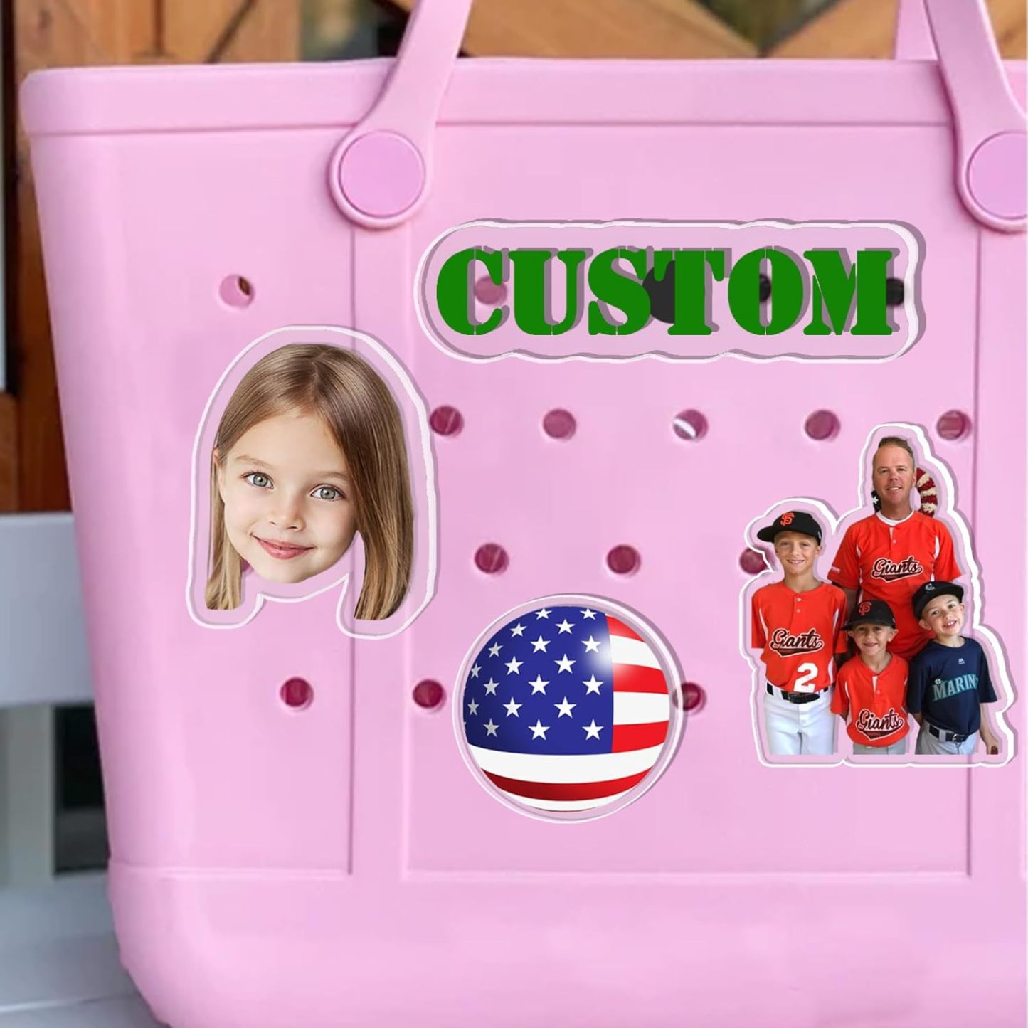 Custom Charms for Bags with Photo Text Personalized Tote Bag Charms, Acrylic Beach Bag Accessories Charms Beach Tote Decoration Mother's Day Gifts