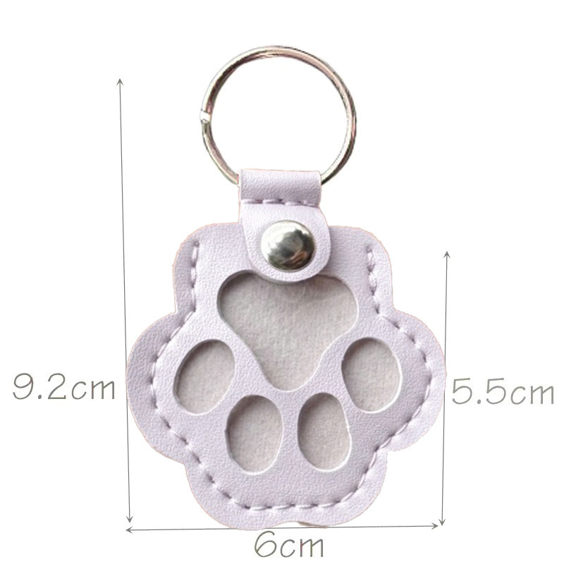Custom Text Pet Hair Storage Keychain Dog Paw Keychain Leather Keychain Gift for Pet Lovers