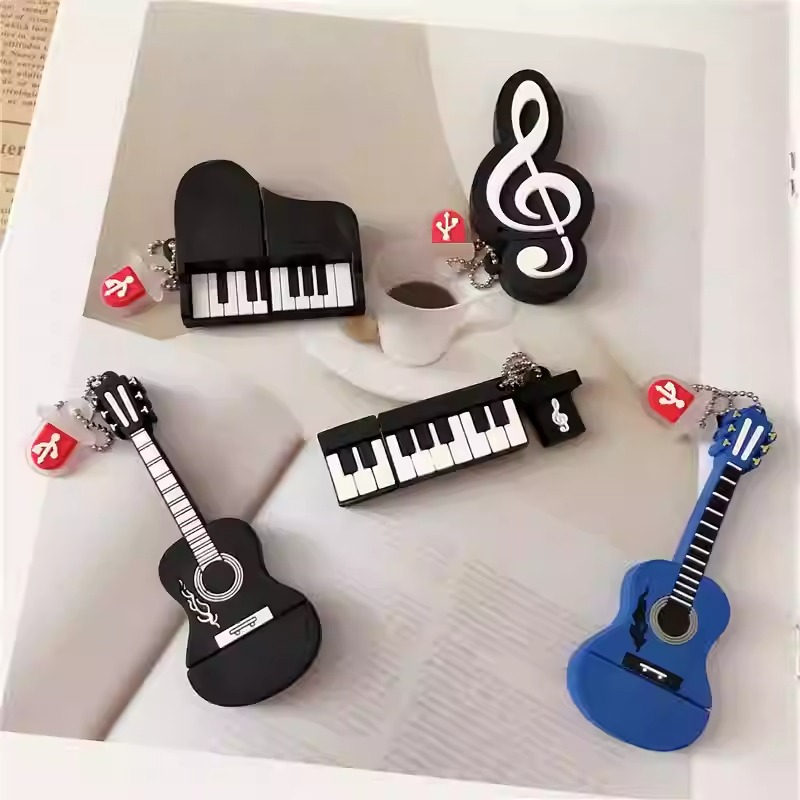 Cartoon Musical Instrument Usb Flash Drive 128g Piano Guitar Note Large Capacity Usb Flash Drive