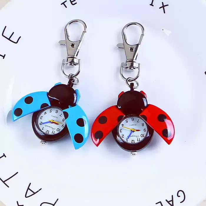 Pink Ladybug Keychain Watch Women 24mm Pink Crystal Fun Keychain Anniversary Gift