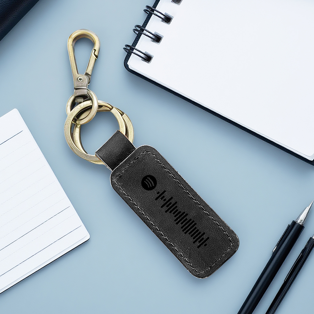 Custom Spotify Leather keychain Personalized Scannable Spotify keychain Anniversary Gift Valentines Day Gift Husband Birthday Gift
