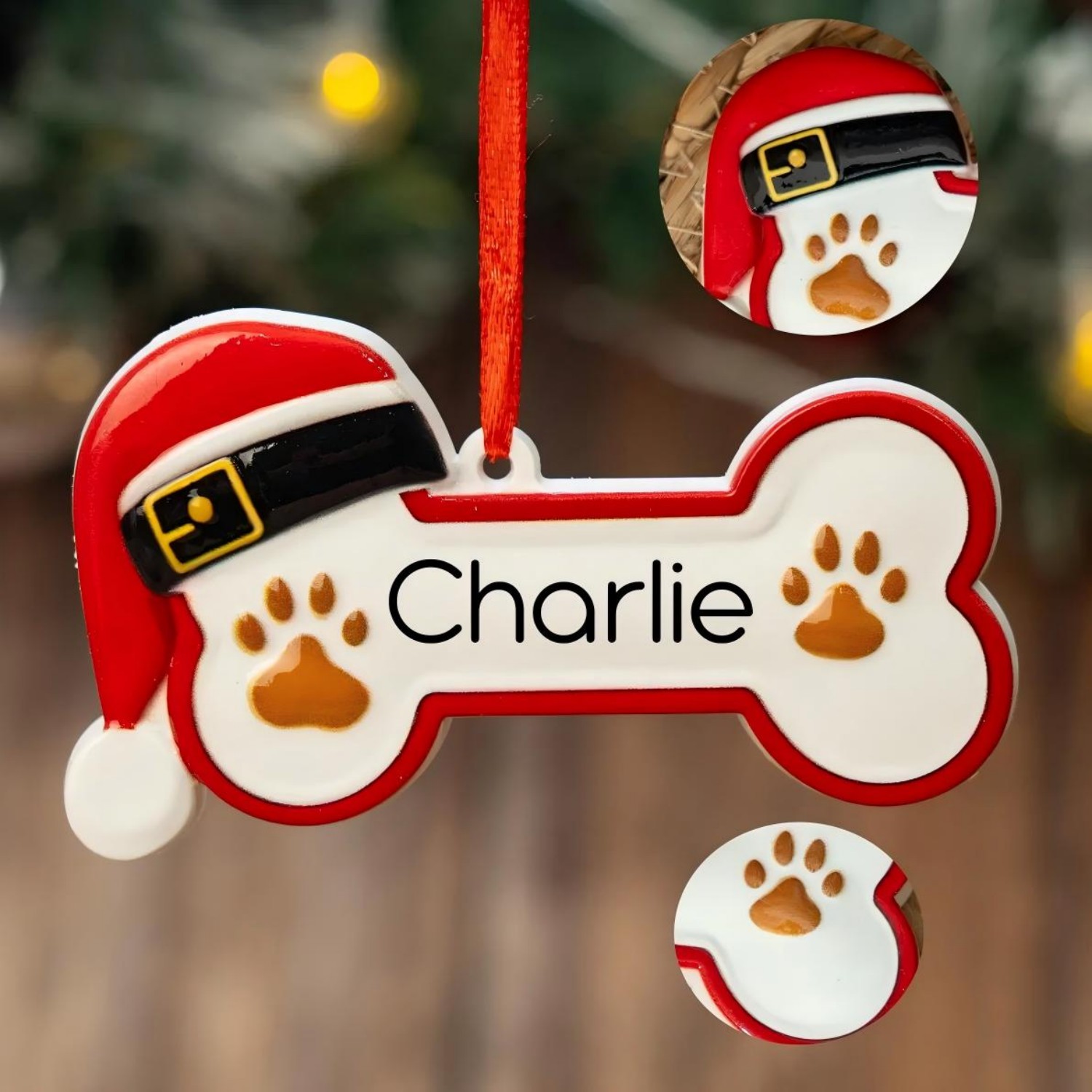 Custom Dog Name Paw Ornament Personalized Pet Bone Christmas Tree Ornament Christmas Gift for Dog Owner