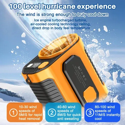 Portable Waist Clip on Fan Hanging Cooling Fan USB Rechargeable Power Bank Fan
